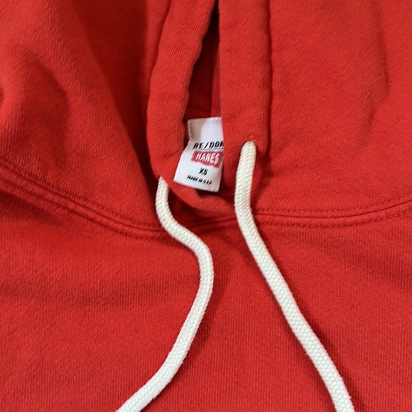 Re/Done Hanes Red Drawstring Sweatshirt Hoodie Size XS - Picture 2 of 5